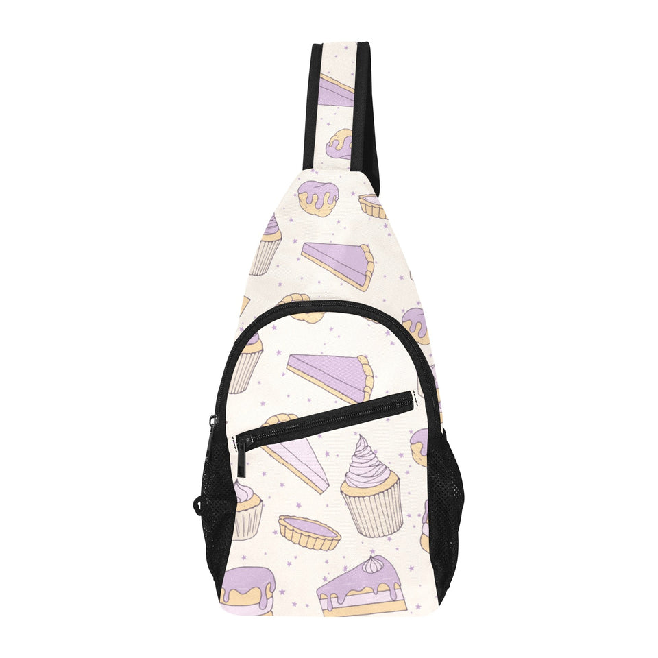 Cakes pies tarts muffins and eclairs purple bluebe All Over Print Chest Bag