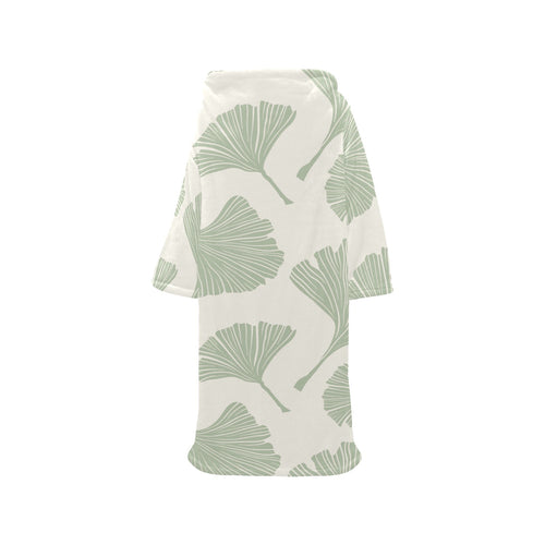 Ginkgo leaves pattern Blanket Robe with Sleeves