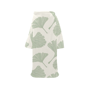 Ginkgo leaves pattern Blanket Robe with Sleeves