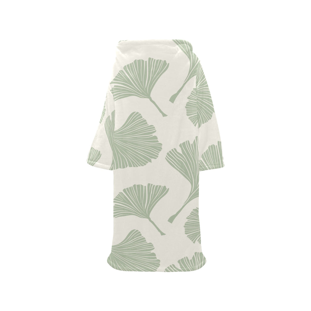 Ginkgo leaves pattern Blanket Robe with Sleeves