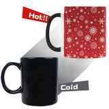 Snowflake pattern red background Morphing Mug Heat Changing Mug