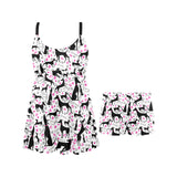 Greyhound Pattern Print Design 02 Chest Sexy Pleated Two Piece Swim Dress