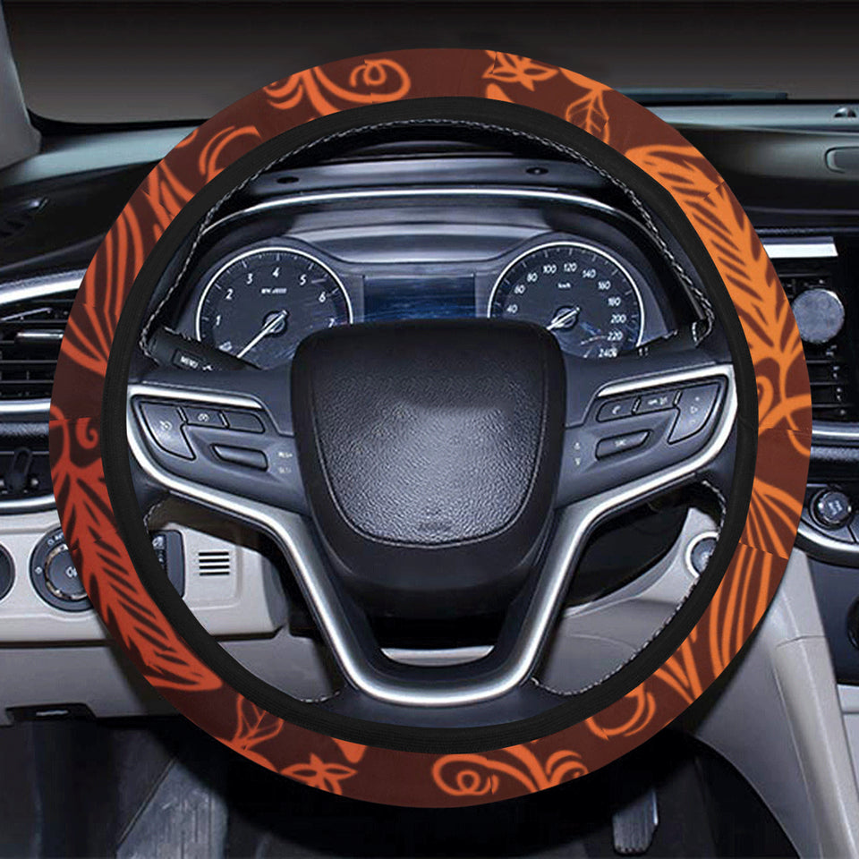cacao beans tribal polynesian pattern Car Steering Wheel Cover