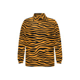 Bengal tigers skin print pattern background Men's Long Sleeve Polo Shirt