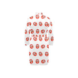 Daruma japanese wooden doll pattern Men's Long Sleeve Belted Night Robe