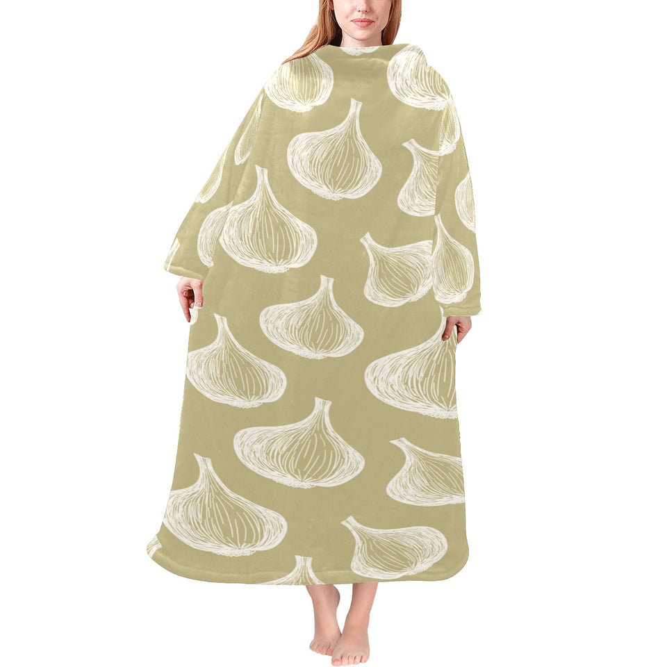 Garlic design pattern Blanket Robe with Sleeves