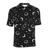 Hand drawn space rocket star planet Men's All Over Print Polo Shirt