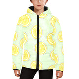 slice of lemon pattern Kids' Boys' Girls' Padded Hooded Jacket