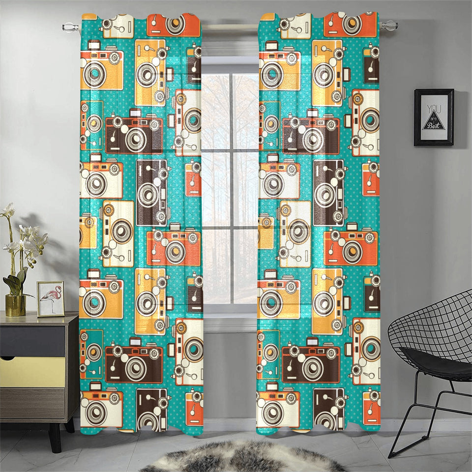 Camera Pattern Print Design 03 Gauze Curtain