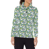 Pelican Pattern Print Design 04 Women's Long Sleeve Polo Shirt
