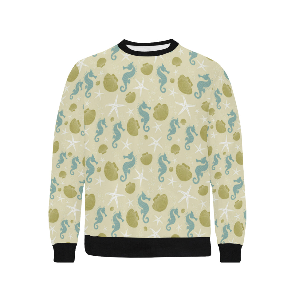 Seahorse shell starfish pattern background Men's Crew Neck Sweatshirt