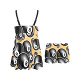 Billiard Ball Pattern Print Design 04 Chest Sexy Pleated Two Piece Swim Dress