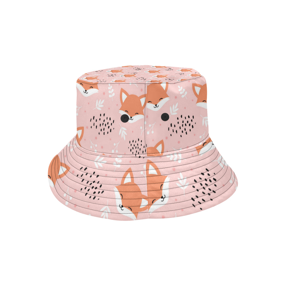 Cute fox pattern pink background Unisex Bucket Hat