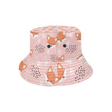 Cute fox pattern pink background Unisex Bucket Hat