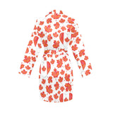 Canada Pattern Print Design 02 Women's Long Sleeve Belted Night Robe