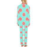 Grapefruit green background Women's Long Pajama Set