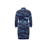 Shark pattern Men's Long Sleeve Belted Night Robe