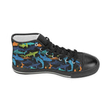 Colorful shark Women's High Top Canvas Shoes Black