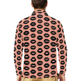 Lips Pattern Print Design 02 Men's Long Sleeve Polo Shirt