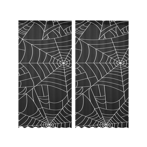 Spider web pattern Black background white cobweb Gauze Curtain