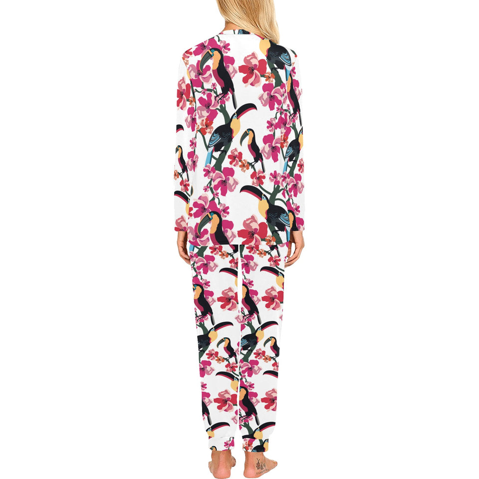 Toucan flower design pattern Women's All Over Print Pajama Set