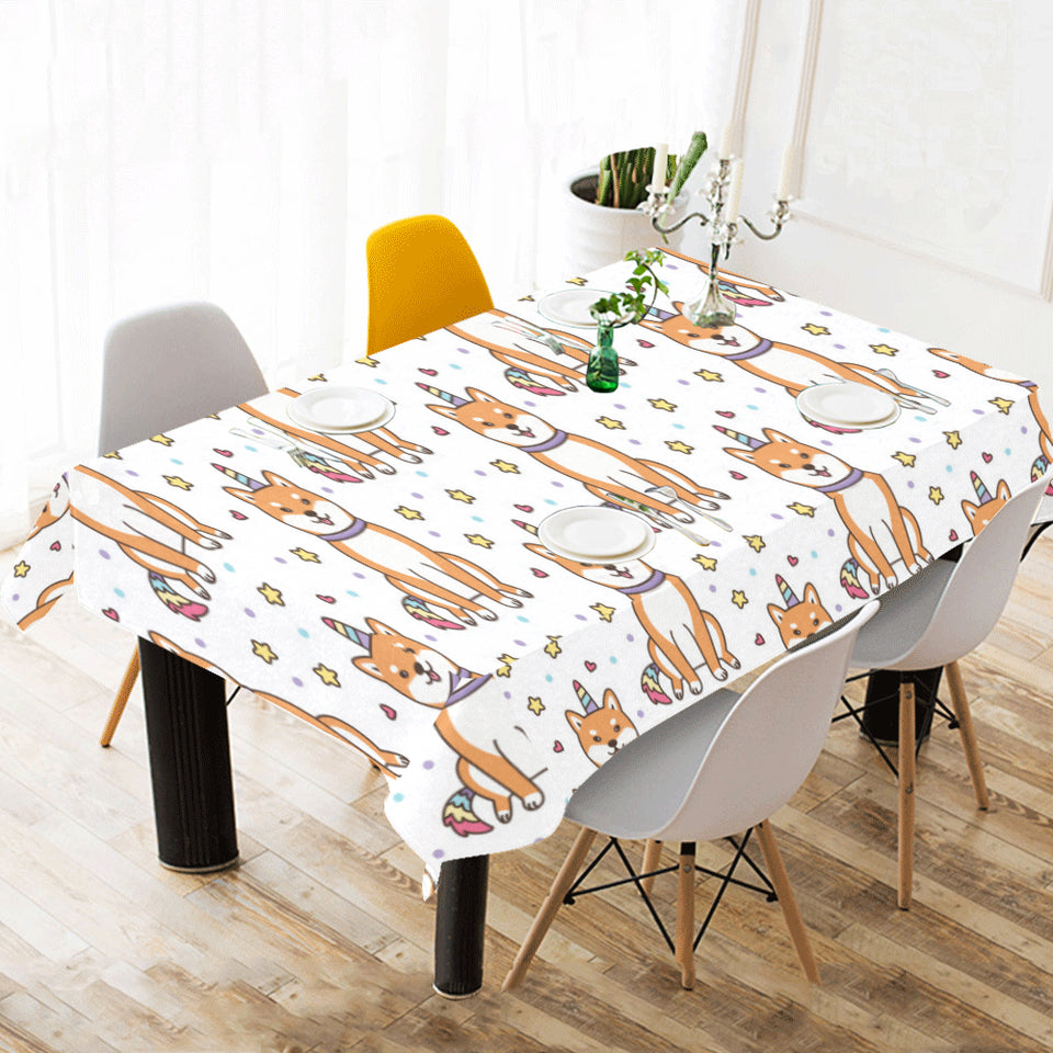 shiba inu unicorn costume horn colorful tail patte Tablecloth