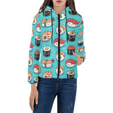 Cute sushi pattern Women's Padded Hooded Jacket