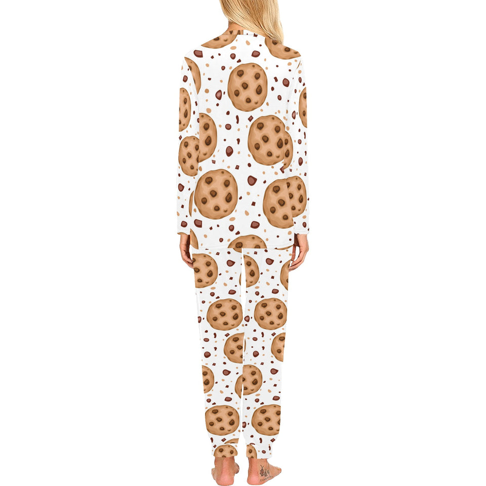chocolate chip cookie pattern Women's All Over Print Pajama Set