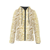 Rose Pattern Print Design 05 Women's Padded Hooded Jacket