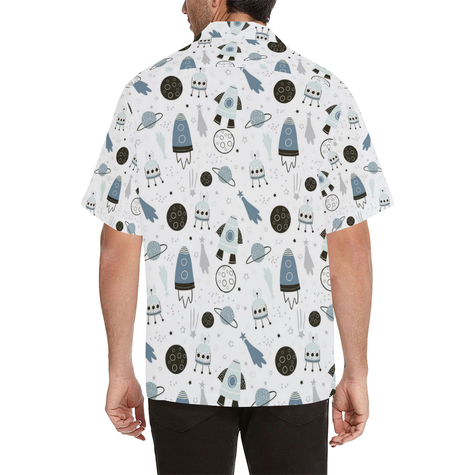 Hand drawn space elements space rocket star planet Men's All Over Print Hawaiian Shirt