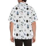 Hand drawn space elements space rocket star planet Men's All Over Print Hawaiian Shirt