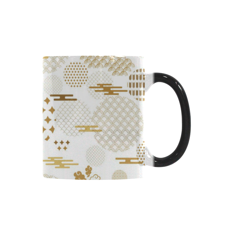 Beautiful gold japanese pattern Morphing Mug Heat Changing Mug