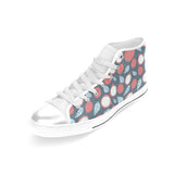 dragon fruits dark blue background Women's High Top Canvas Shoes White