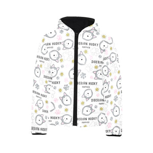 Siberian Husky design pattern Kids' Boys' Girls' Padded Hooded Jacket