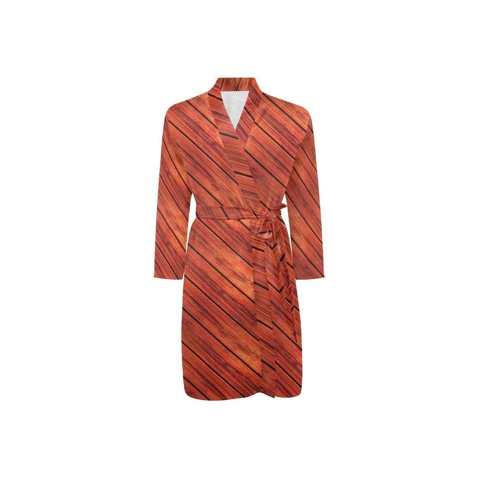 Wood Printed Pattern Print Design 03 Men's Long Sleeve Belted Night Robe
