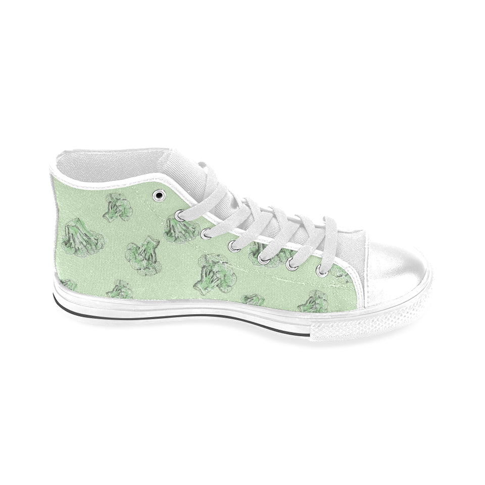 broccoli sketch pattern Men's High Top Canvas Shoes White