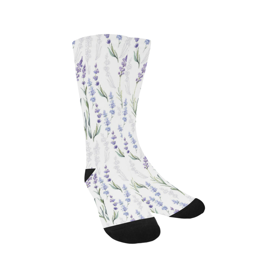 Hand painting Watercolor Lavender Crew Socks
