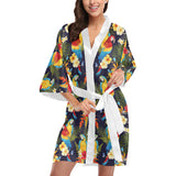 Colorful parrot flower pattern Women's Short Kimono Robe