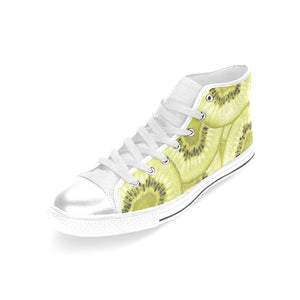 Sliced kiwi pattern Women's High Top Canvas Shoes White