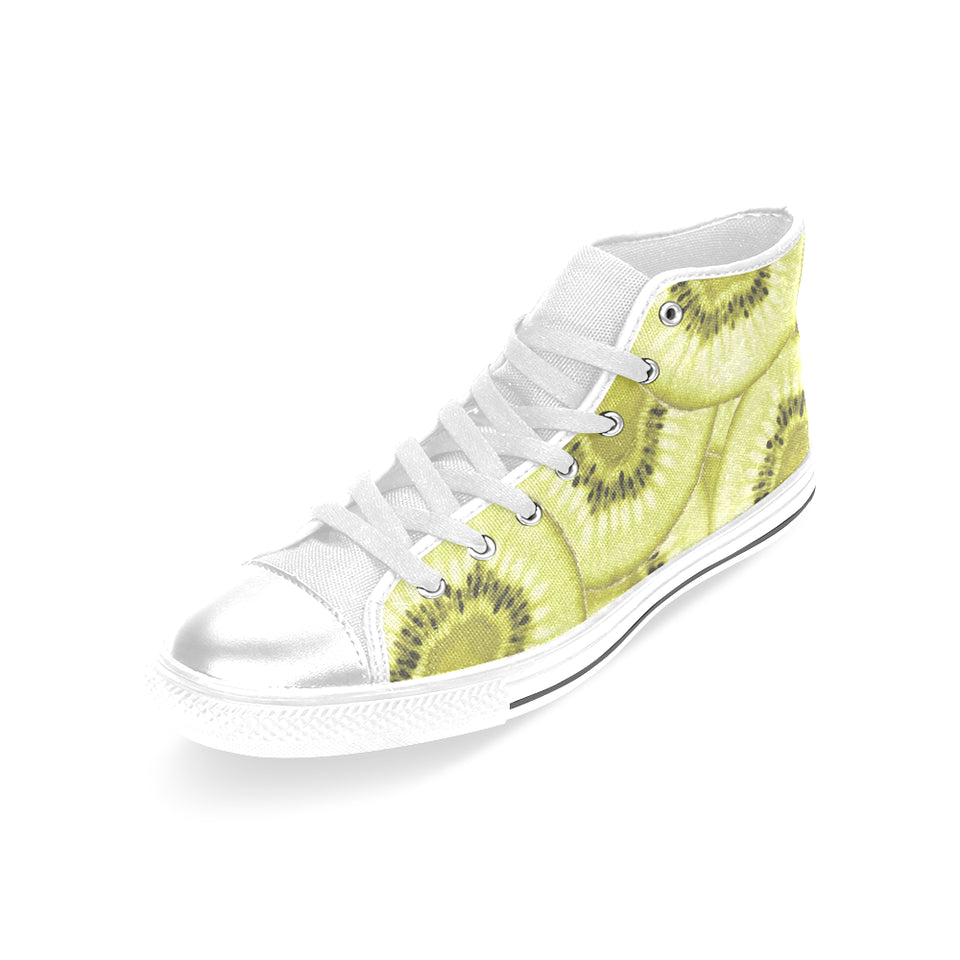 Sliced kiwi pattern Women's High Top Canvas Shoes White