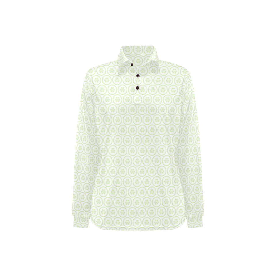 Cucumber pattern background Women's Long Sleeve Polo Shirt