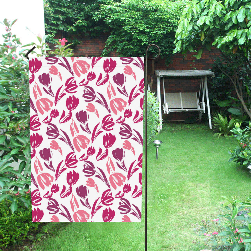 pink sketch tulip pattern House Flag Garden Flag