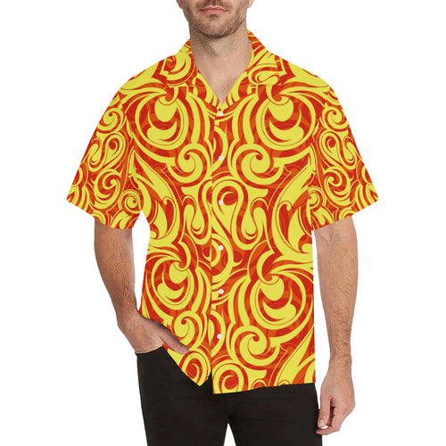 Fire flame design pattern Men's All Over Print Hawaiian Shirt