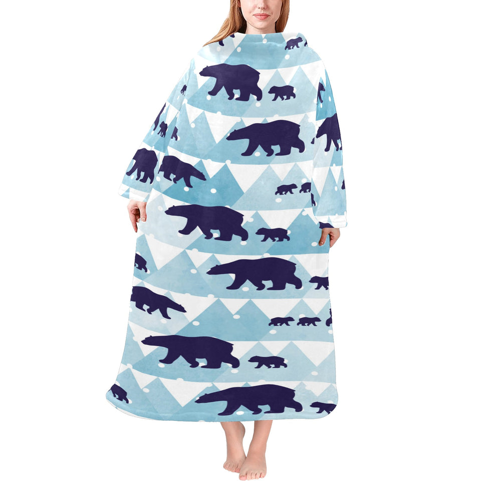 polar bear winter snow pattern Blanket Robe with Sleeves