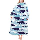 polar bear winter snow pattern Blanket Robe with Sleeves