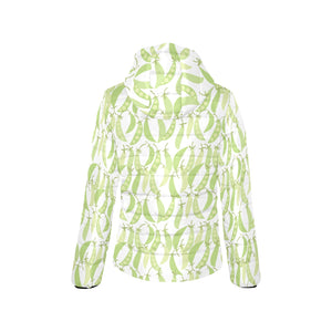Green Peas Pattern Print Design 03 Women's Padded Hooded Jacket