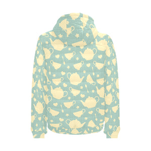 Tea pots Pattern Print Design 02 Men's Padded Hooded Jacket