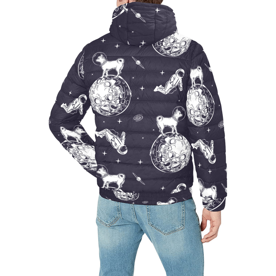 Chihuahua space helmet. astronaut pattern Men's Padded Hooded Jacket