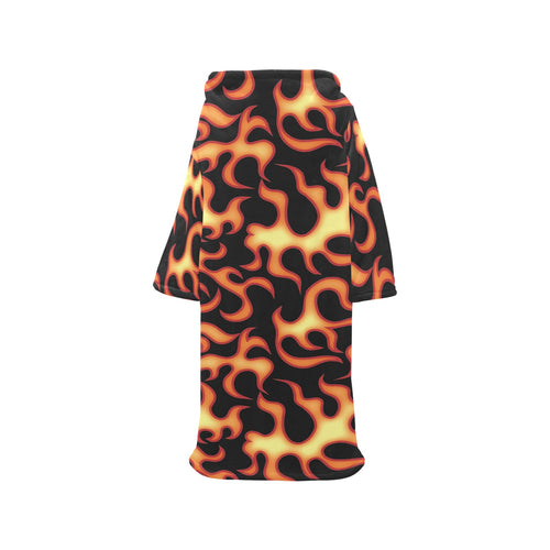 Fire flame dark pattern Blanket Robe with Sleeves
