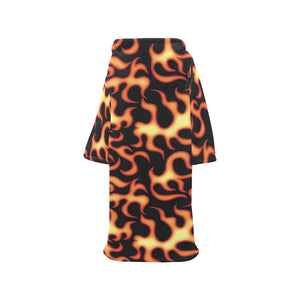 Fire flame dark pattern Blanket Robe with Sleeves
